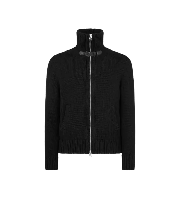 MERINO WOOL ZIP THROUGH BLACK online
